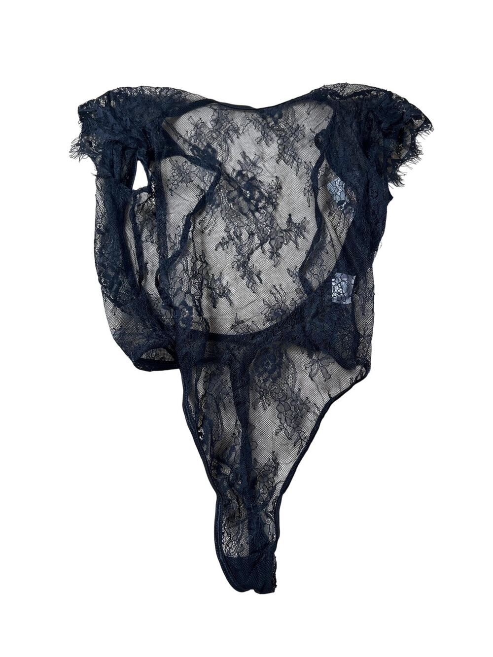 Shirley Teddy Womens S Black Lace Eyelash Sheer High Cut Lingerie Sexy